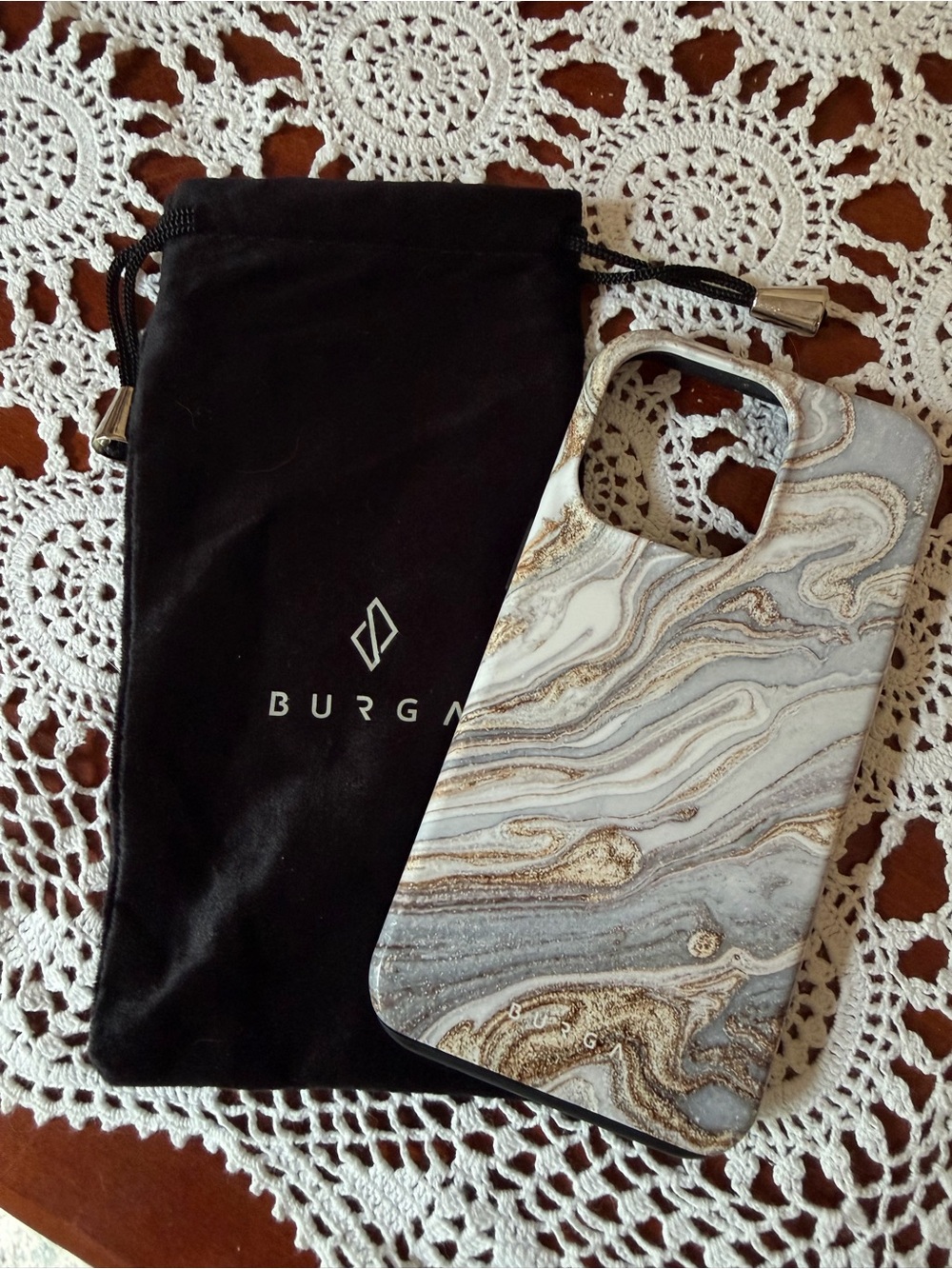 Burga Marble Swirl iPhone 13 Pro Case - Cream, Gray & Gold